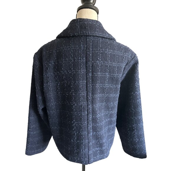 NWT LC Lauren Conrad Navy Pea Coat Seaborne Gold Sailor Buttons Short Length XXL - Picture 5 of 10